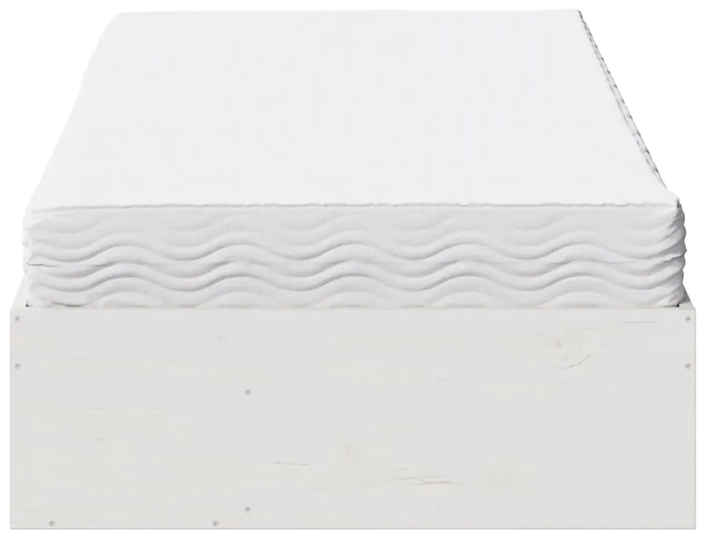 Sofá-cama com colchão 90x190 cm madeira de pinho maciça branco