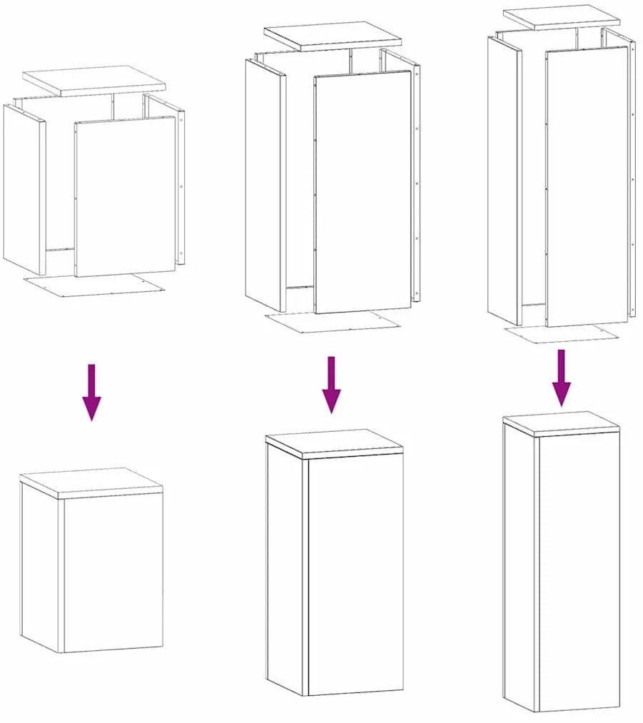 Suportes de Planta Externos - Conjunto de 3 de Aço Antracite
