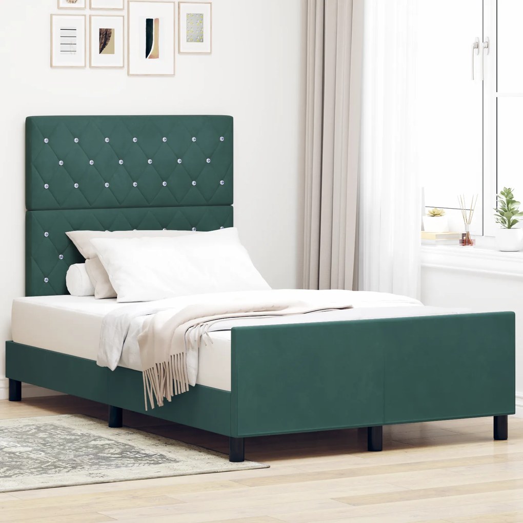 Cama vidaXL Verde Escuro 120x200 cm Veludo