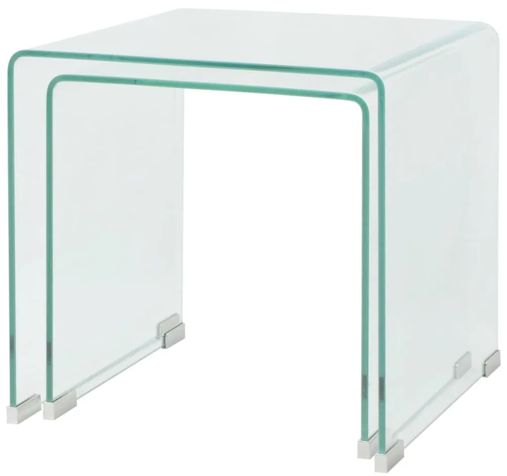 Conjunto mesas de encastrar 2 pcs vidro temperado transparente