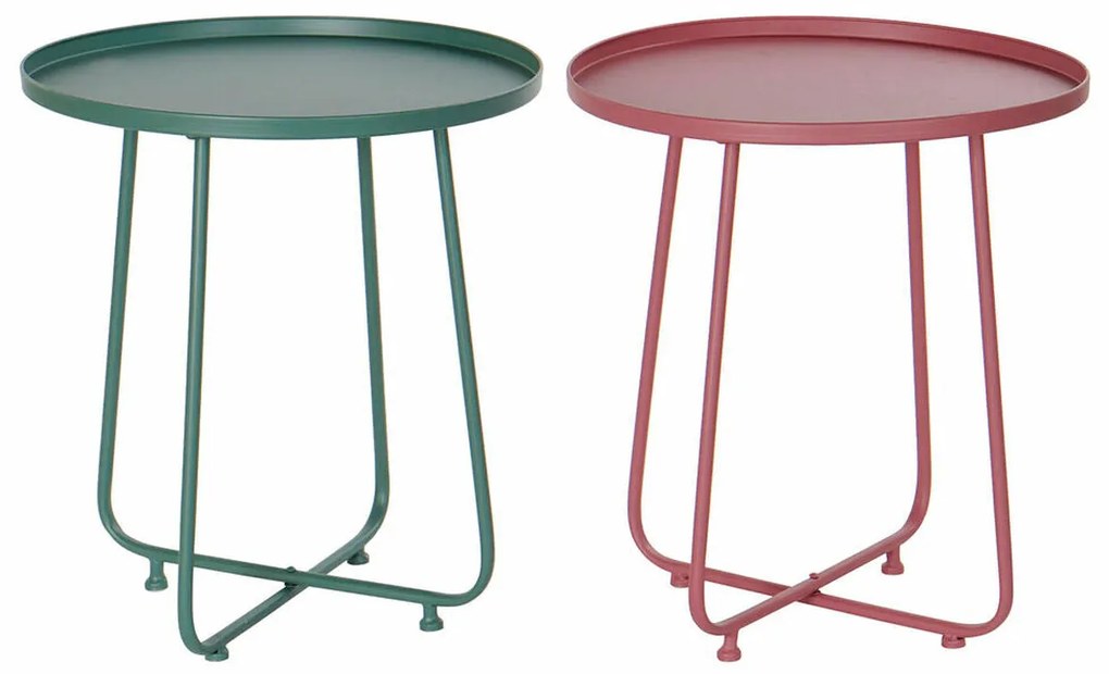 Mesa de apoio DKD Home Decor Cor de Rosa Metal Verde (45 x 45 x 51 cm) (2 Unidades)