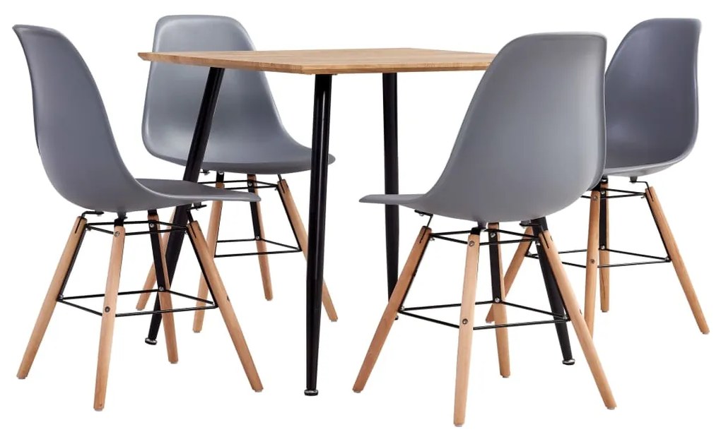 vidaXL 5 pcs conjunto de jantar plástico cinzento