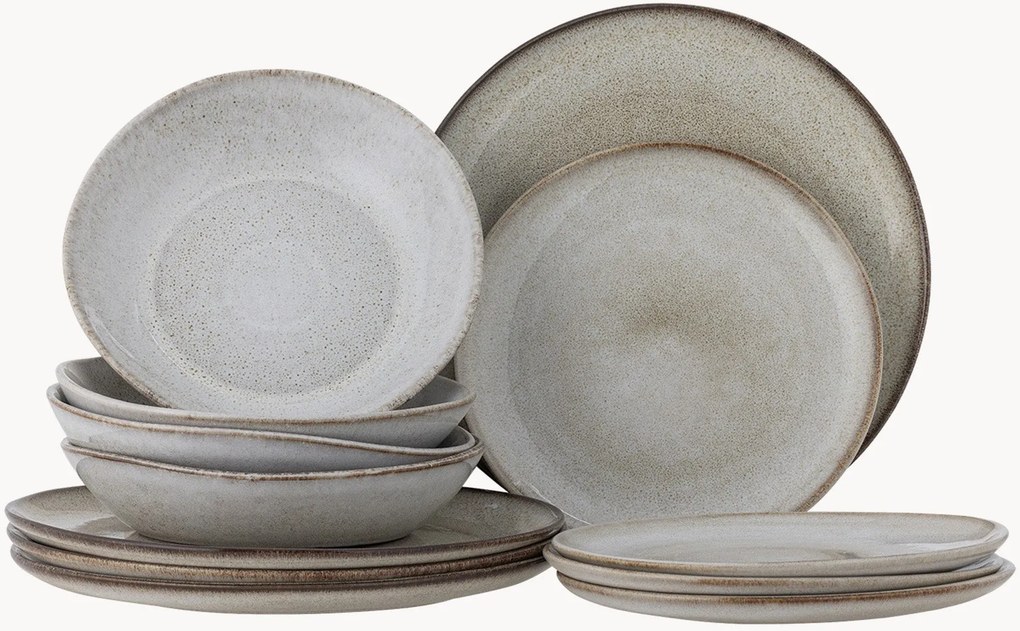 Conjunto de loiça em cerâmica Sandrine, 4 pessoas, conjunto de 12