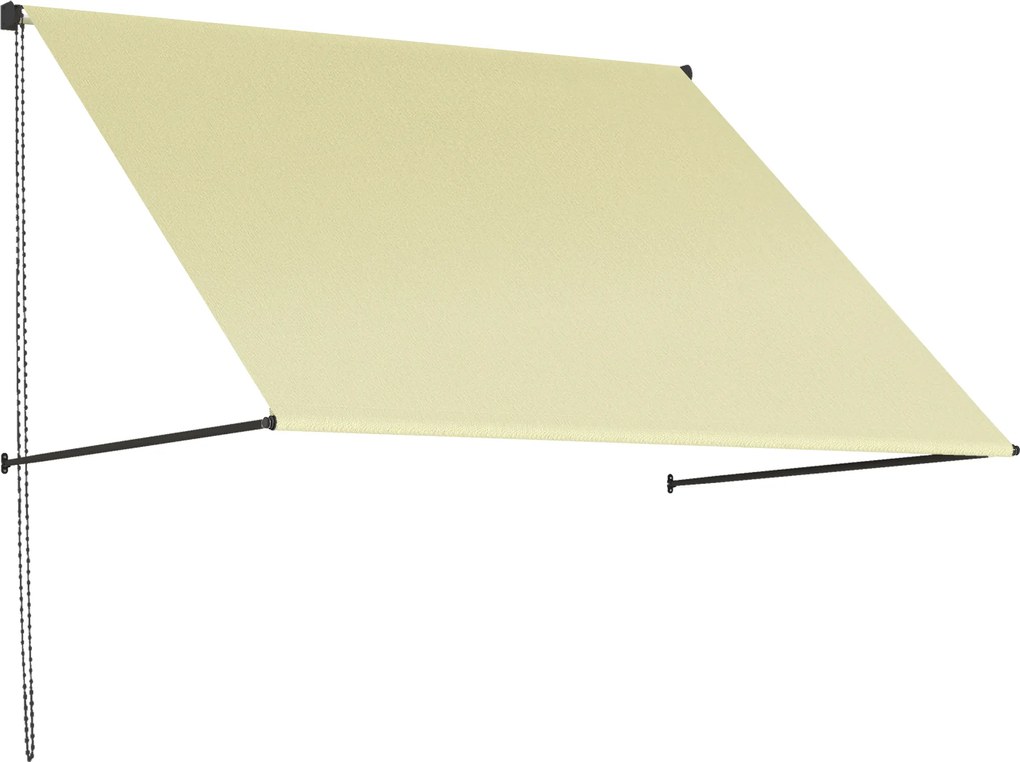 Outsunny Toldo Retrátil Manual Inclinação Ajustável 150x116 cm Proteção UV Alumínio Poliéster Creme | Aosom Portugal