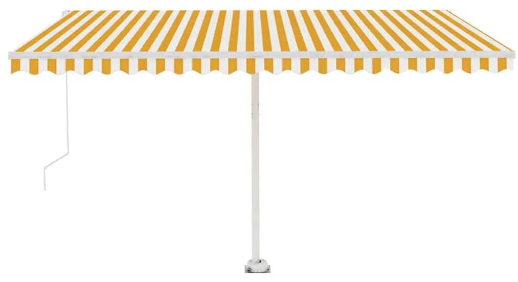Toldo retrátil manual com LED 400x300 cm amarelo e branco