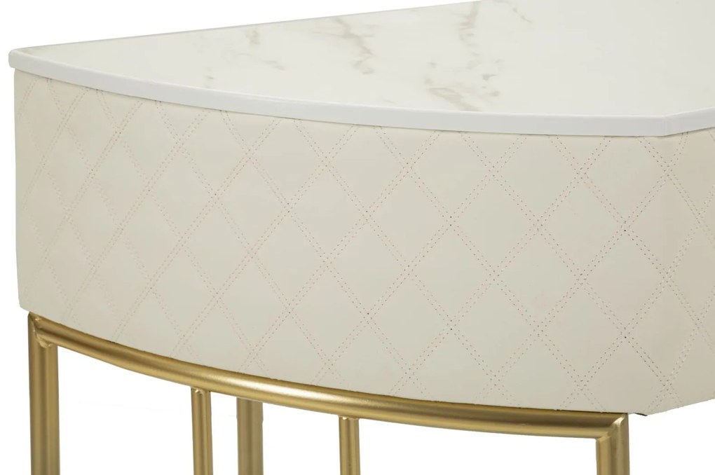 MESA CONSOLA SHARON 100X40X75 CM BRANCA, BEGE E DOURADA