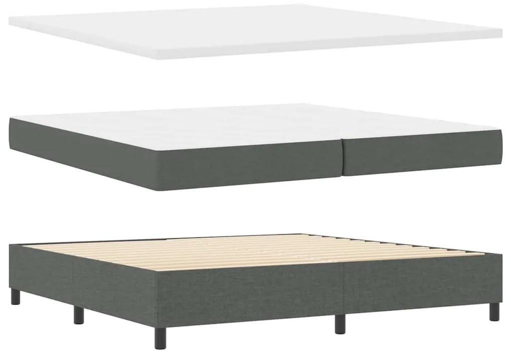 Cama Box da com Colchão Cinza Escuro 200x200 cm Tecido