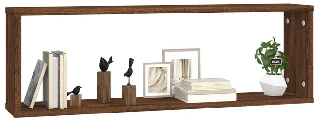 Prateleiras em cubo 2pcs derivados de madeira carvalho castanho