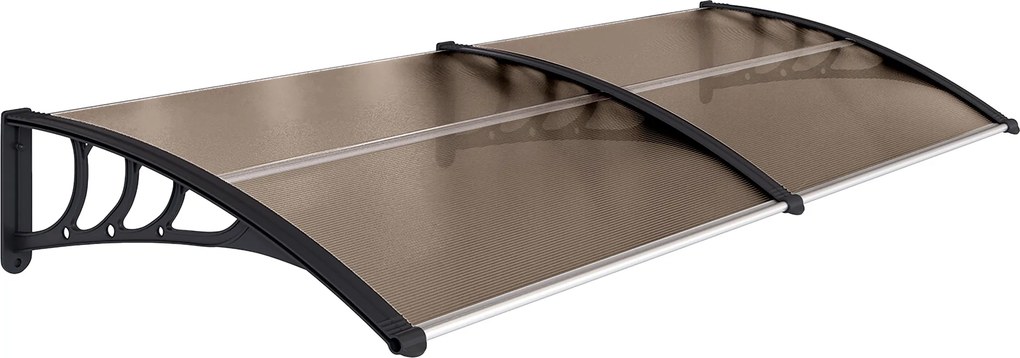 Marquise para Portas e Janelas 195x75 cm Marquise com Proteção para Sol e Chuva com Painéis de Policarbonato Castanho