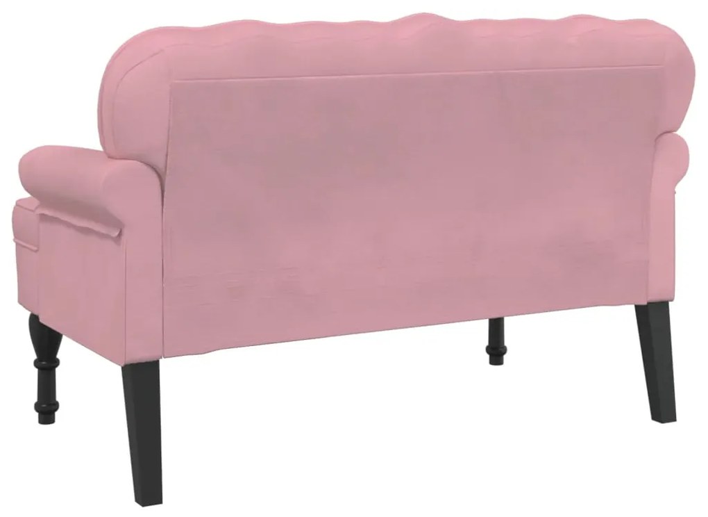 Banco com encosto 119,5x64,5x75 cm veludo rosa