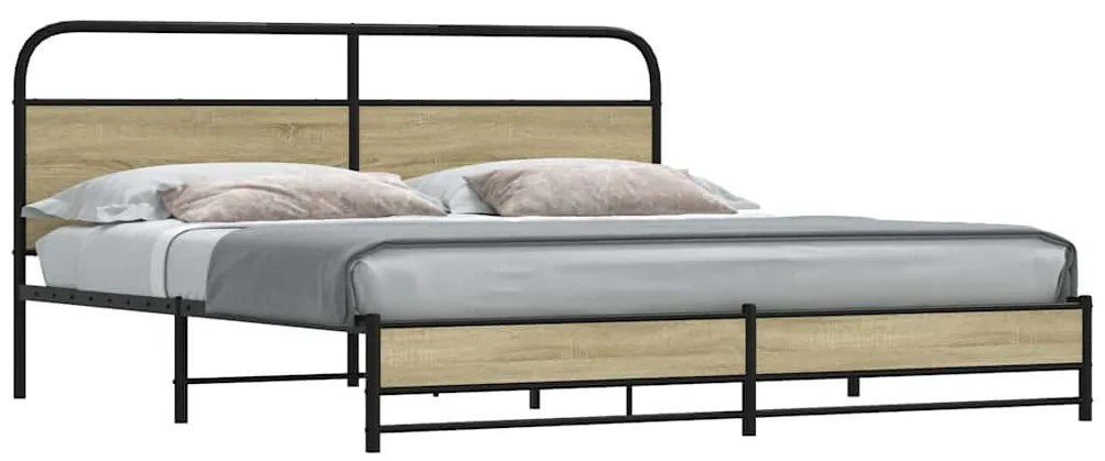 Estrutura de cama sem colchão 180x200cm metal carvalho sonoma