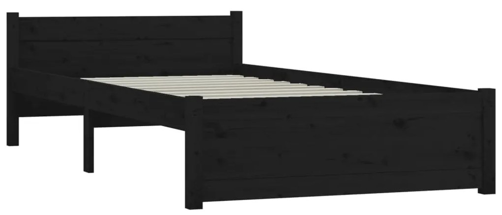 Estrutura de cama 90x200 cm madeira maciça preto