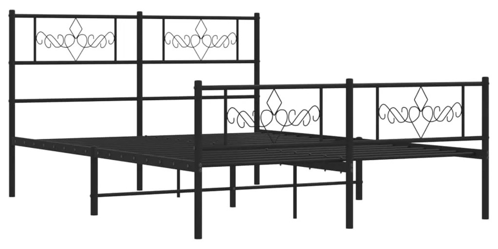 Estrutura de cama com cabeceira e pés 140x200 cm metal preto