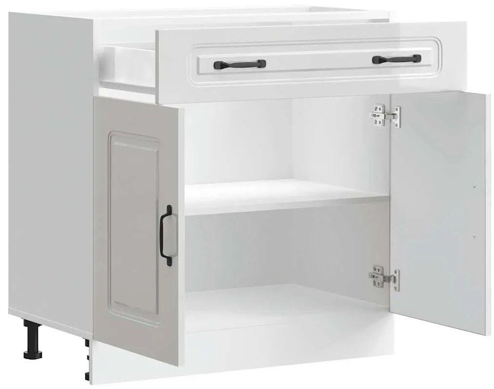 Armário de cozinha baixo Kalmar branco alto brilho