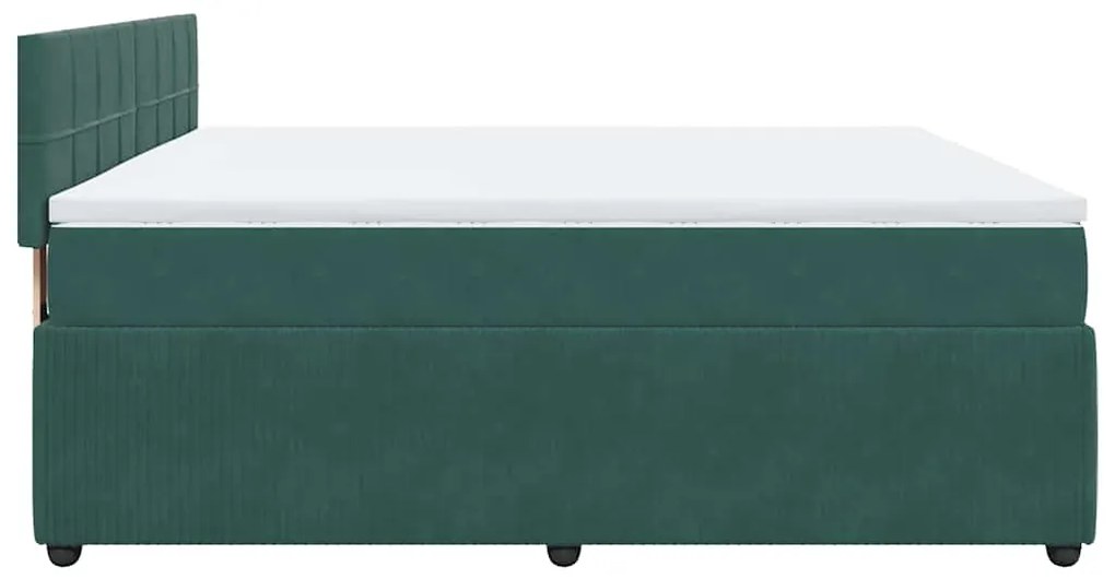 Cama com molas/colchão 200x200 cm veludo verde-escuro