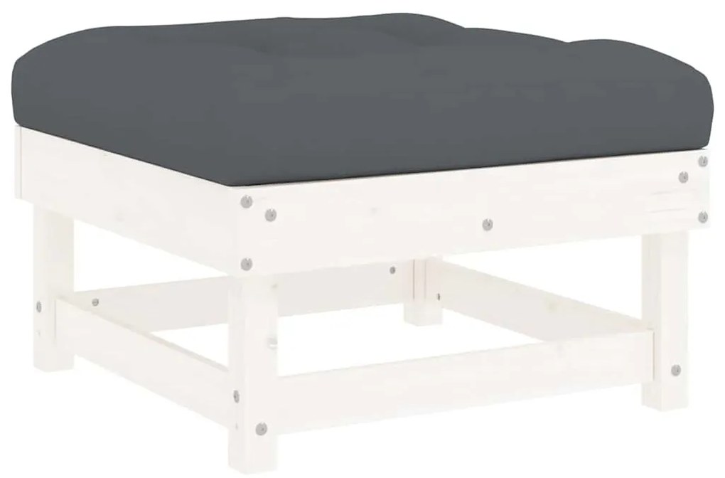 Apoios de pés p/ jardim c/ almofadões 2 pcs pinho maciço branco