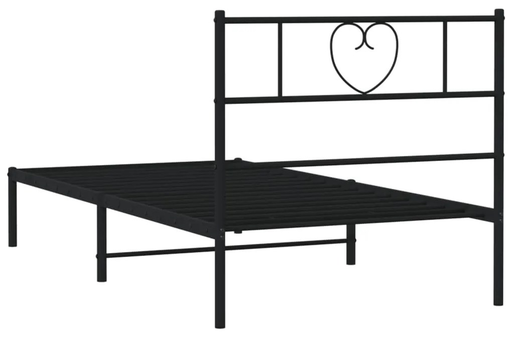 Estrutura de cama com cabeceira 80x200 cm metal preto