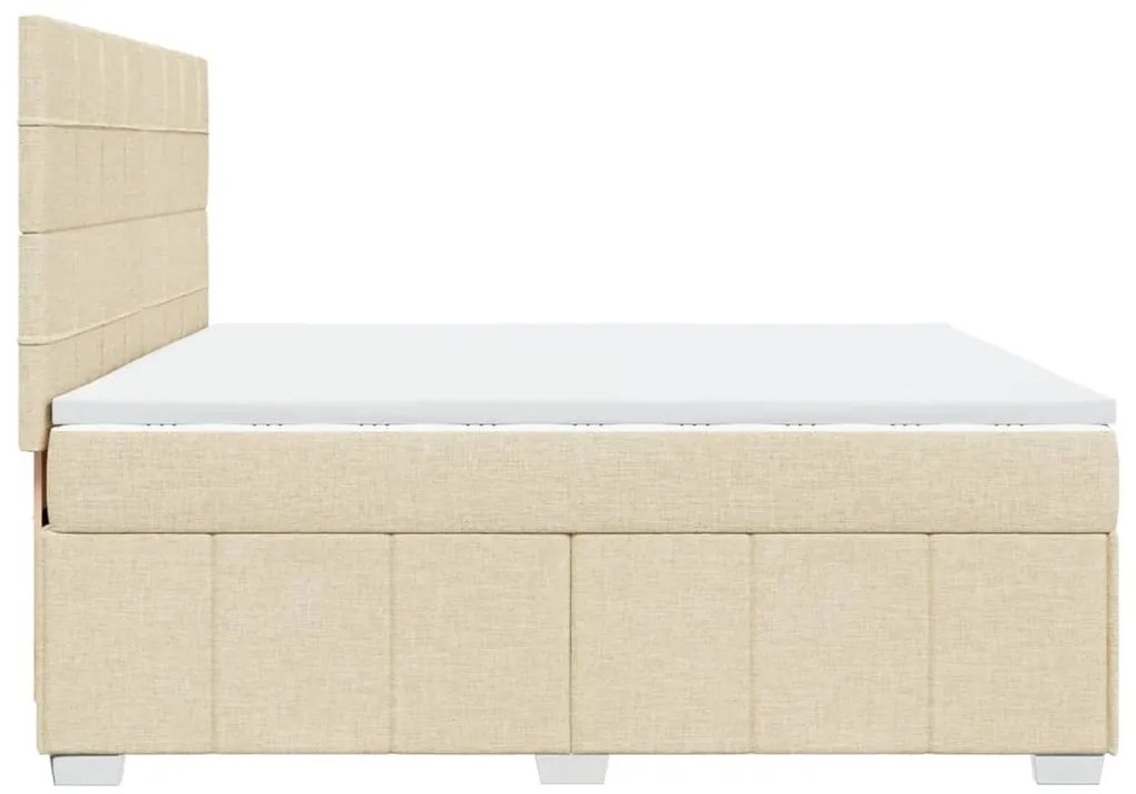 Cama com molas/colchão 200x200 cm tecido cor creme