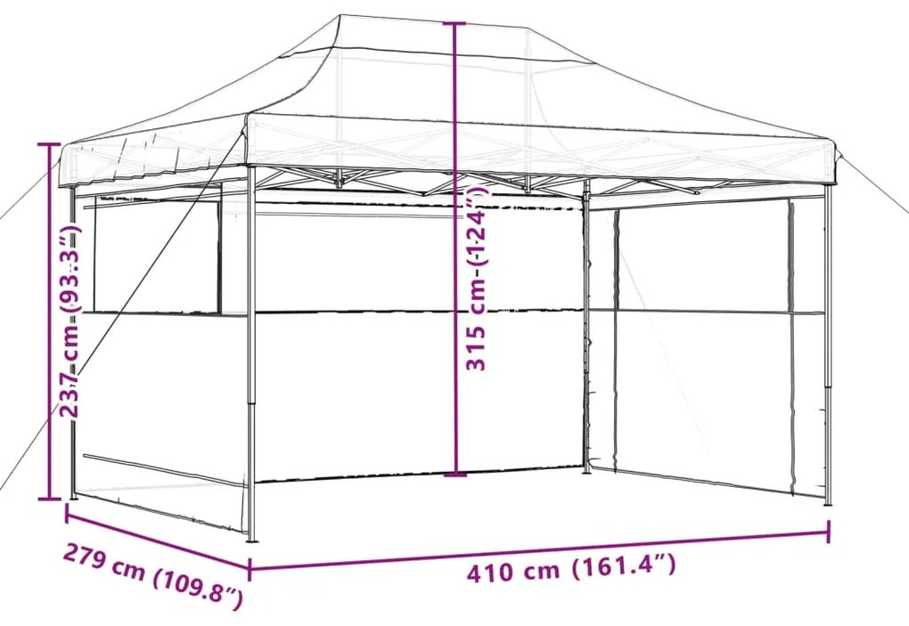 Tenda p/ festas pop-up dobrável com 3 paredes laterais verde