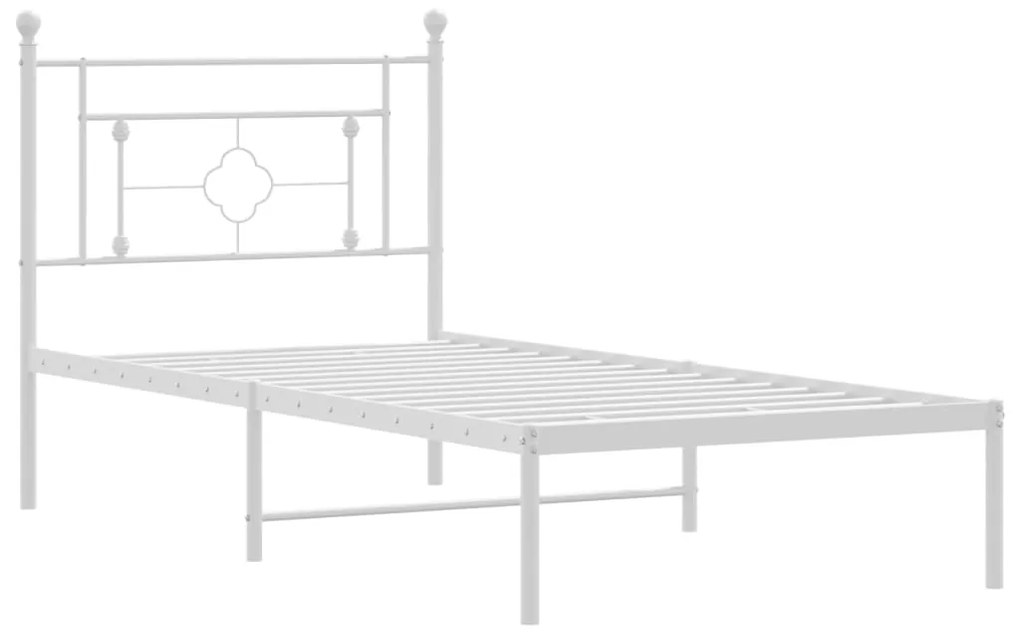 Estrutura de cama com cabeceira 90x190 cm metal branco