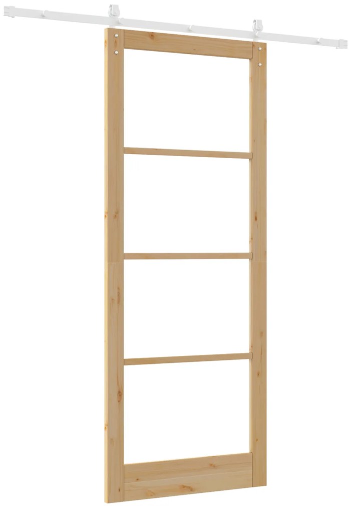 Porta Deslizante com Conjunto de Hardware "ORKDAL" Madeira Sólida e Vi