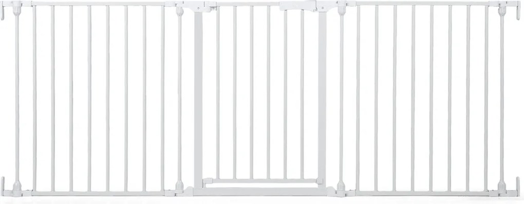 Barreira de segurança para crianças ou animais com 3 painéis metálicos 74,5-198 x 74,5 cm, bloqueio duplo e abertura bidirecional, branca