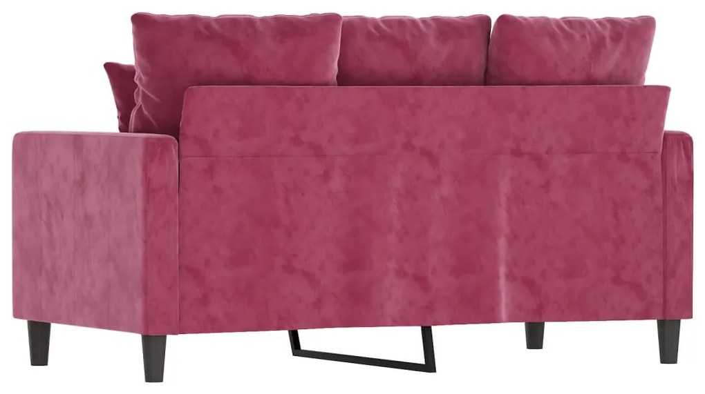 Sofá de 2 lugares veludo 120 cm vermelho tinto