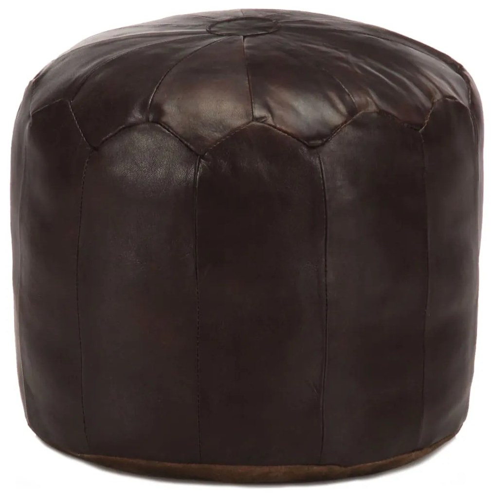 vidaXL Pufe 40x35 cm couro de cabra genuíno castanho-escuro