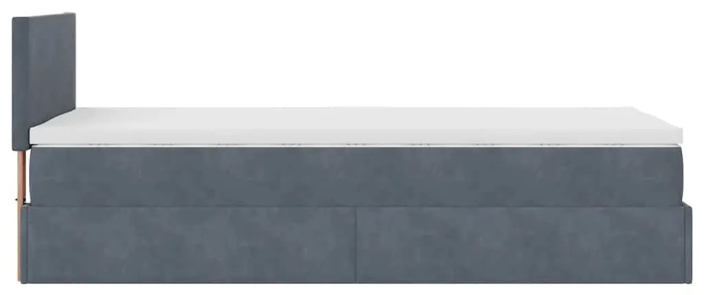 moldura de cama otomana vidaXL com colchão cinza escuro veludo