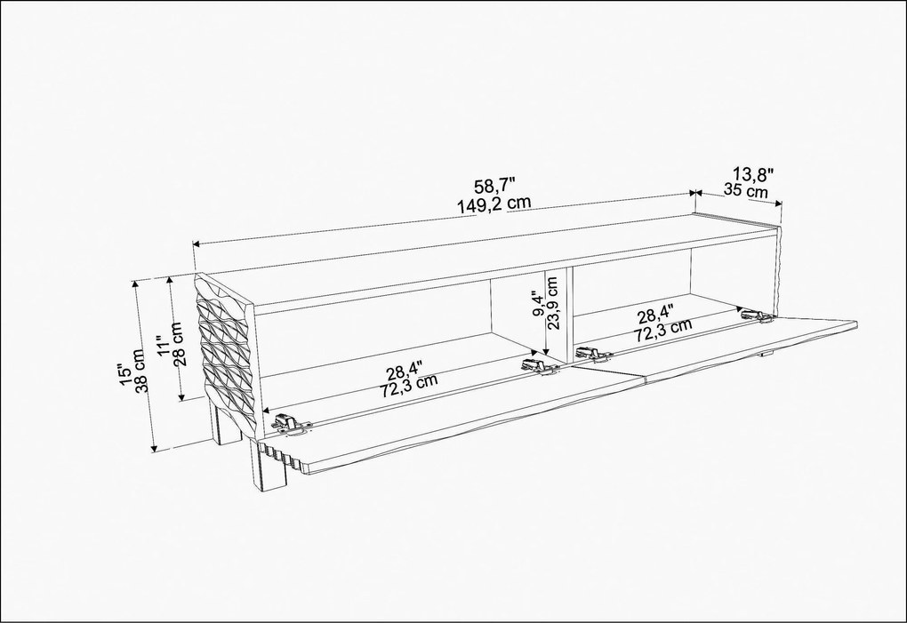 Móvel TV Lerze – Sapphire White – 149,2 cm x 35 cm x 38 cm