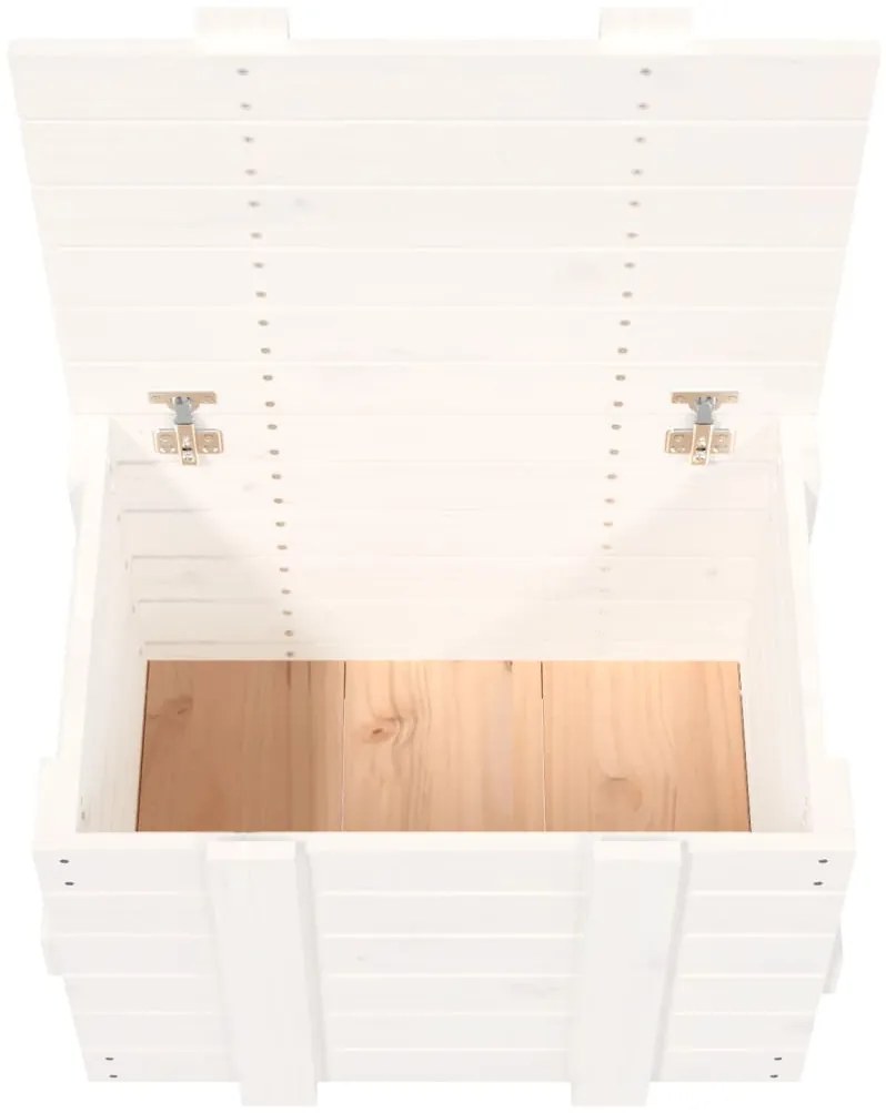 Caixa de arrumação 58x40,5x42 madeira de pinho maciça branco