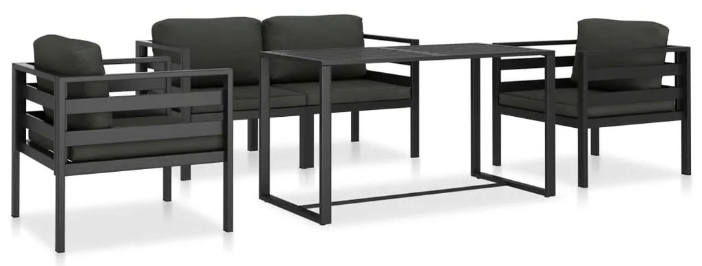 vidaXL 5 pcs conj. sofás de jardim com almofadões alumínio antracite