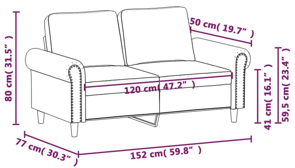 Sofá de 2 lugares 120 cm veludo verde-escuro