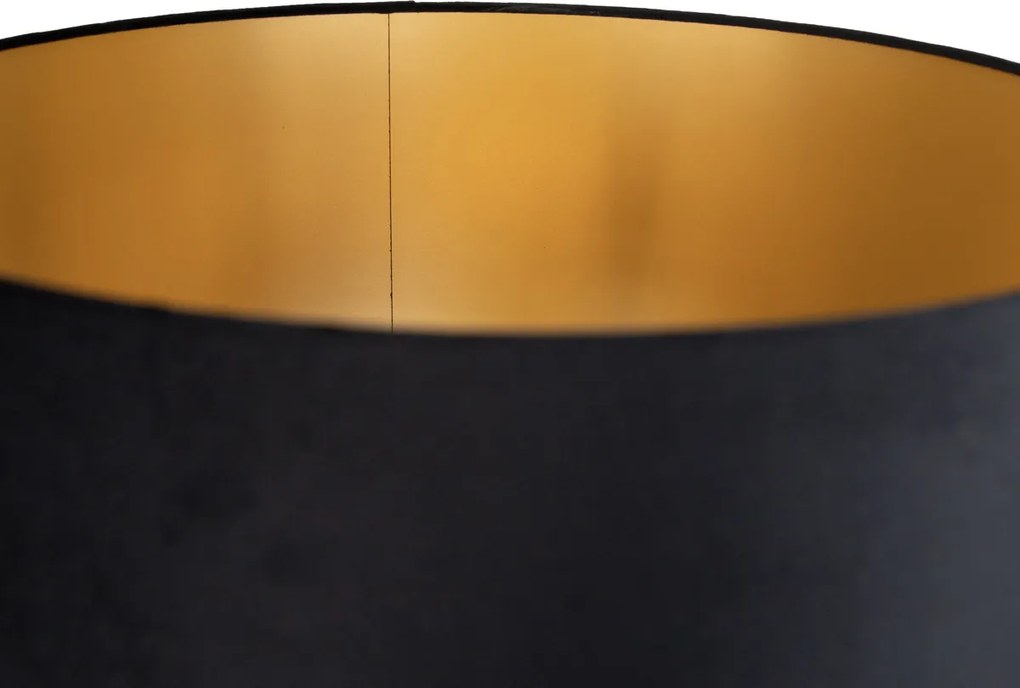 Candeeiro de pé dourado com abajur preto e interior dourado 50cm - Linden