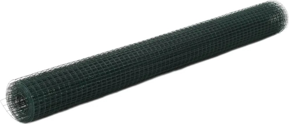 vidaXL Cerca arame galinheiro 10x1,5 m aço c/ revestimento PVC verde