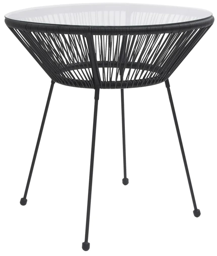 312165 vidaXL Mesa de jantar para jardim Ø70x74 cm vime e vidro preto