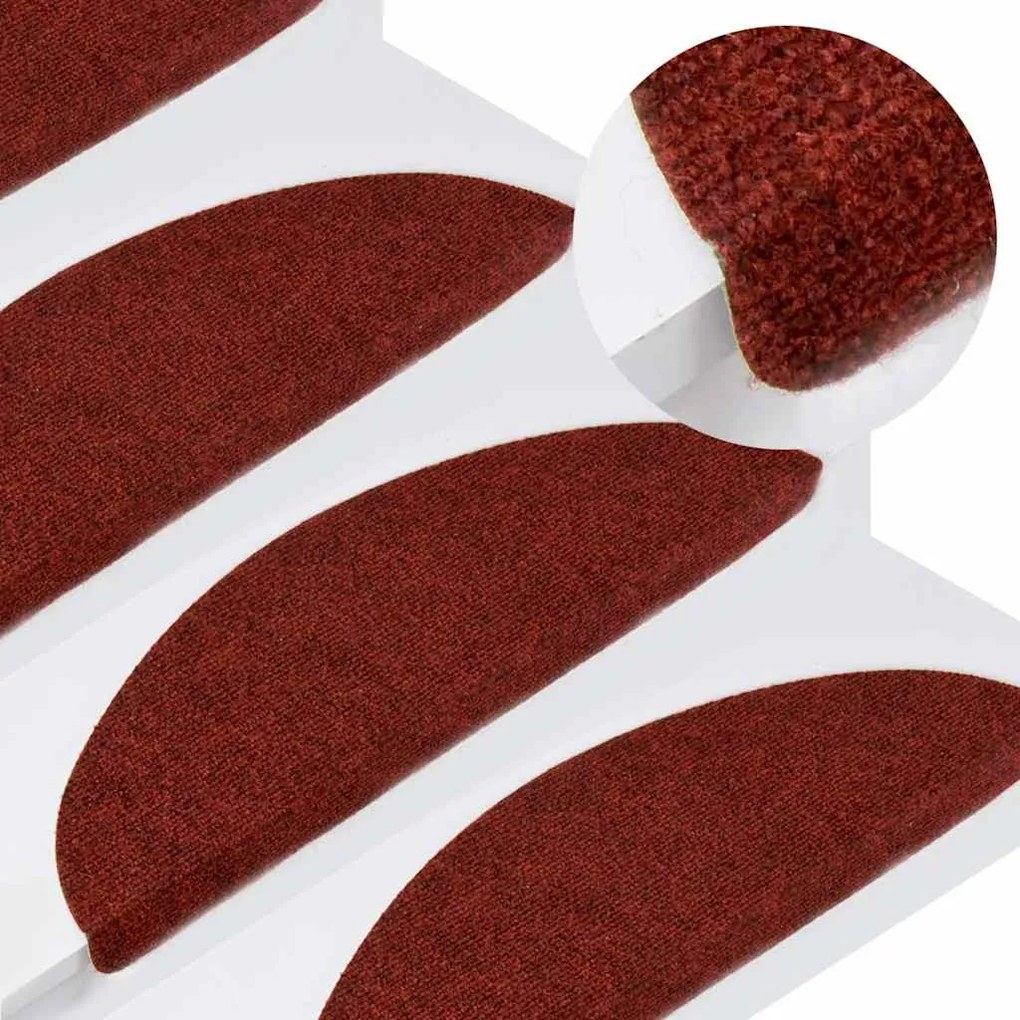 Tapetes escada autoadesivos 5 pcs 56x17x3 cm agulhado vermelho