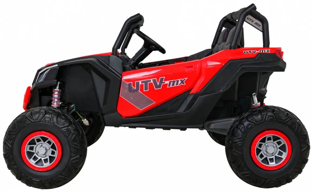 Buggy elétrico para Crianças 24V 4x4 2 Lugares UTV-MX Rodas de EVA, Assento de couro Vermelho