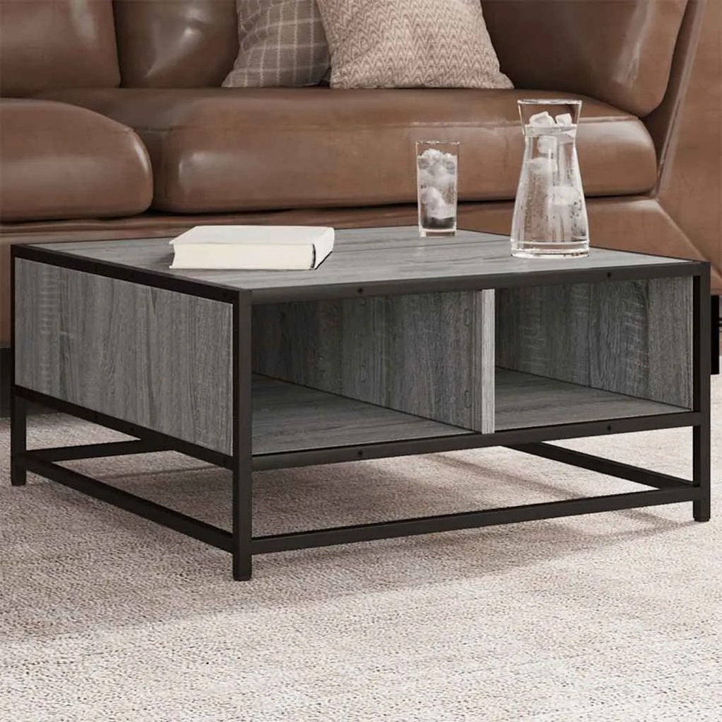 Mesa de centro derivados de madeira e metal cinzento sonoma