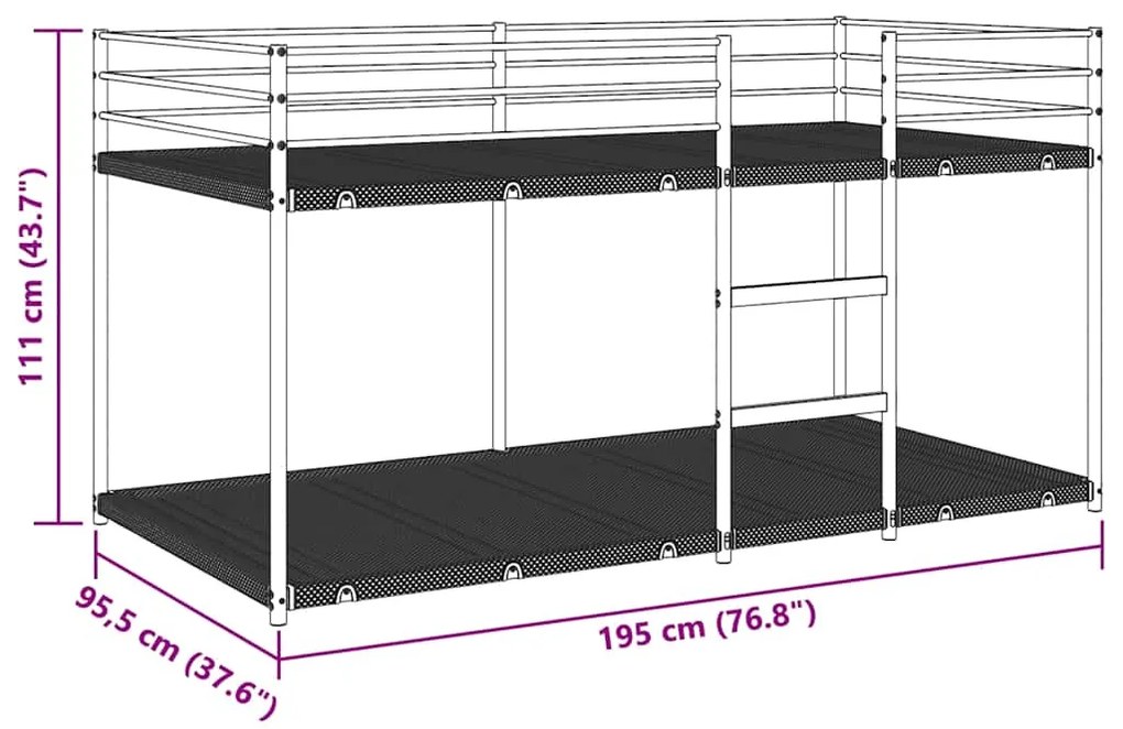 Beliche sem colchão 90x190 cm aço preto