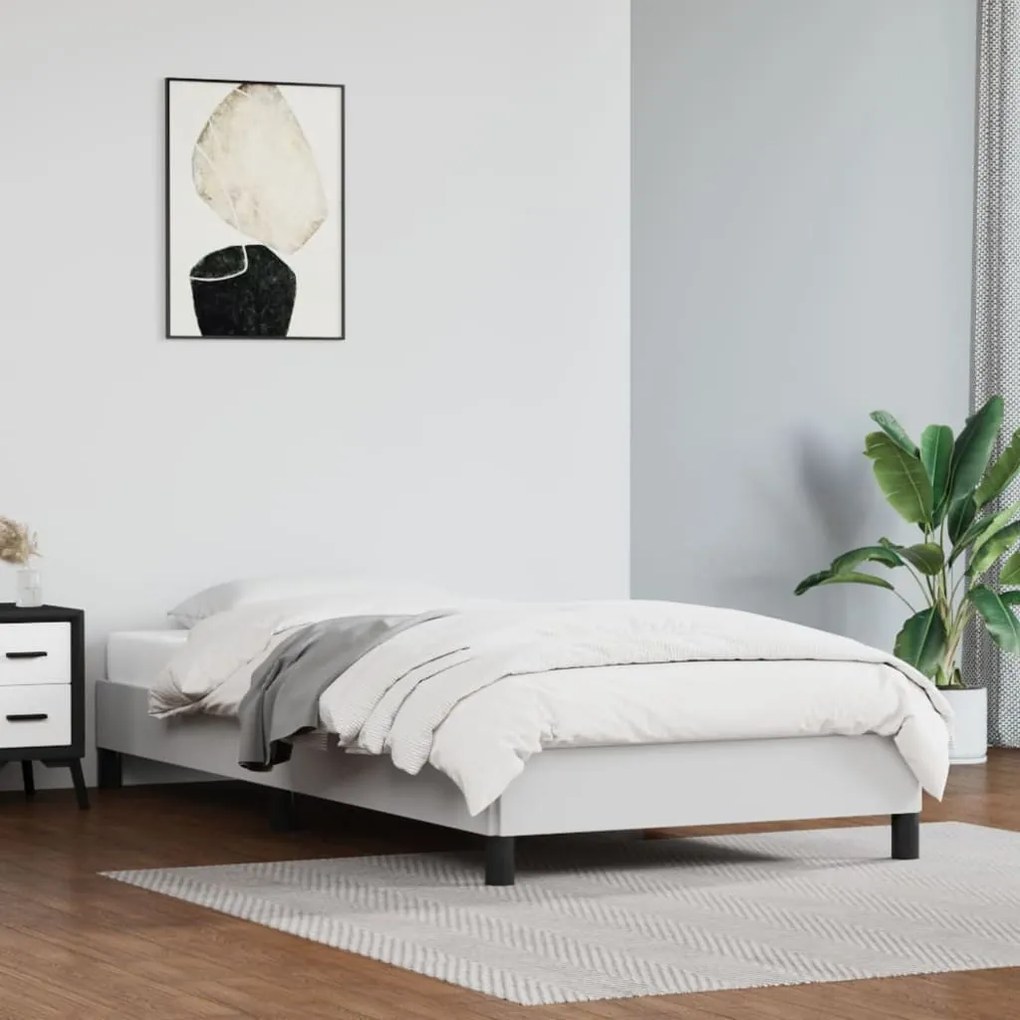 346875 vidaXL Estrutura de cama 90x190 cm couro artificial branco