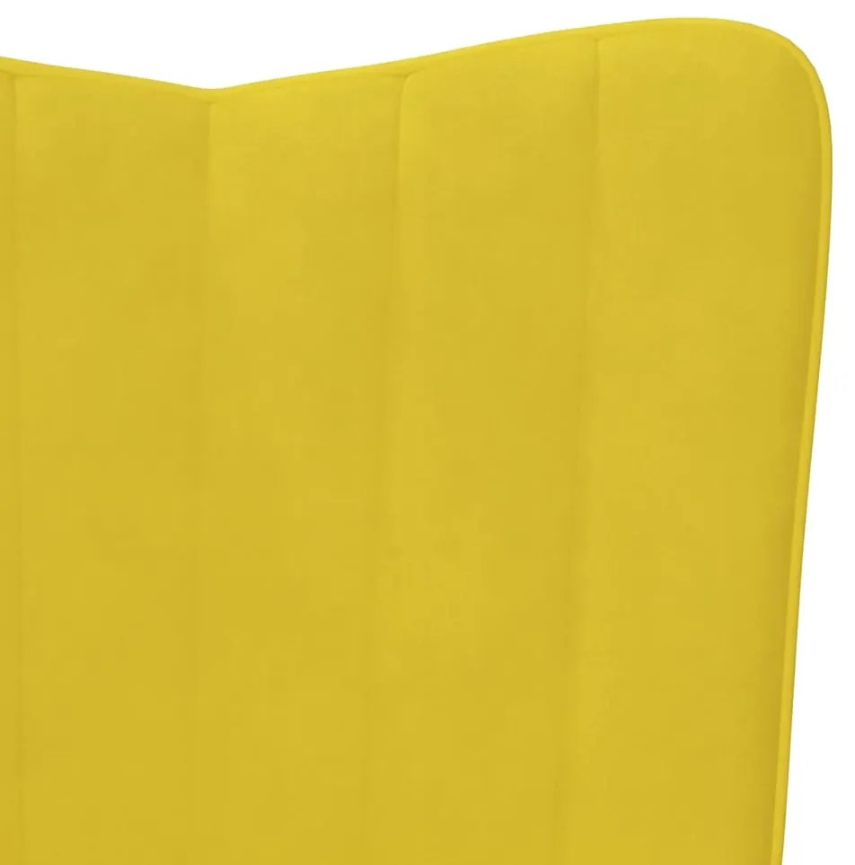 Cadeira de descanso com banco veludo amarelo mostarda