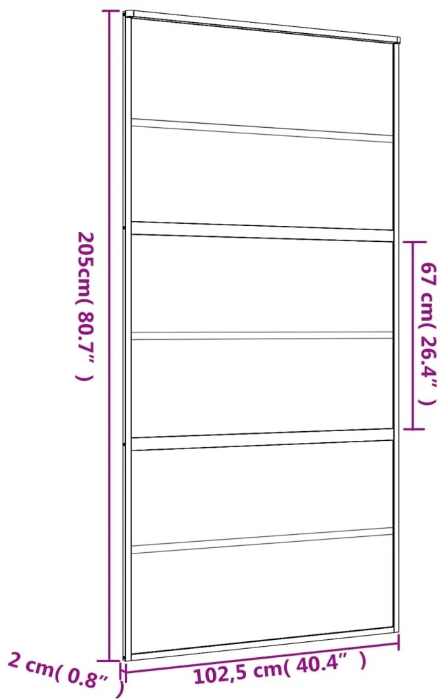 Porta deslizante 102,5x205 cm vidro ESG/alumínio dourado