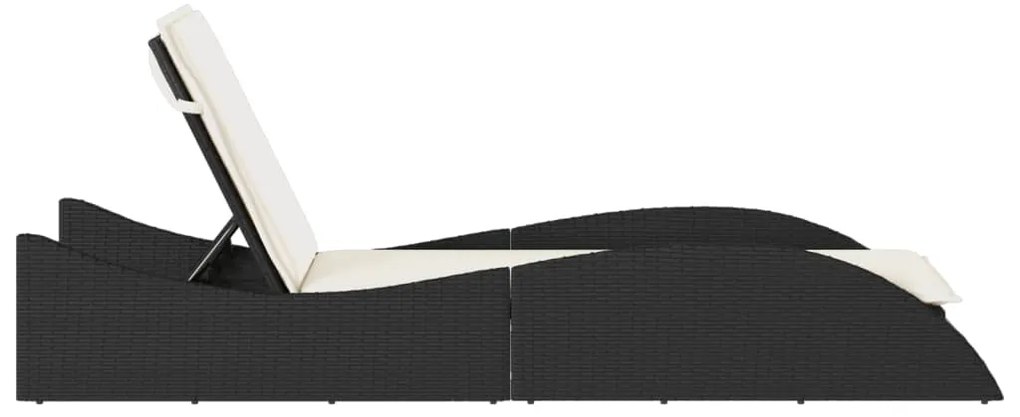 Espreguiçadeira com almofadão 60x205x73 cm vime PE preto