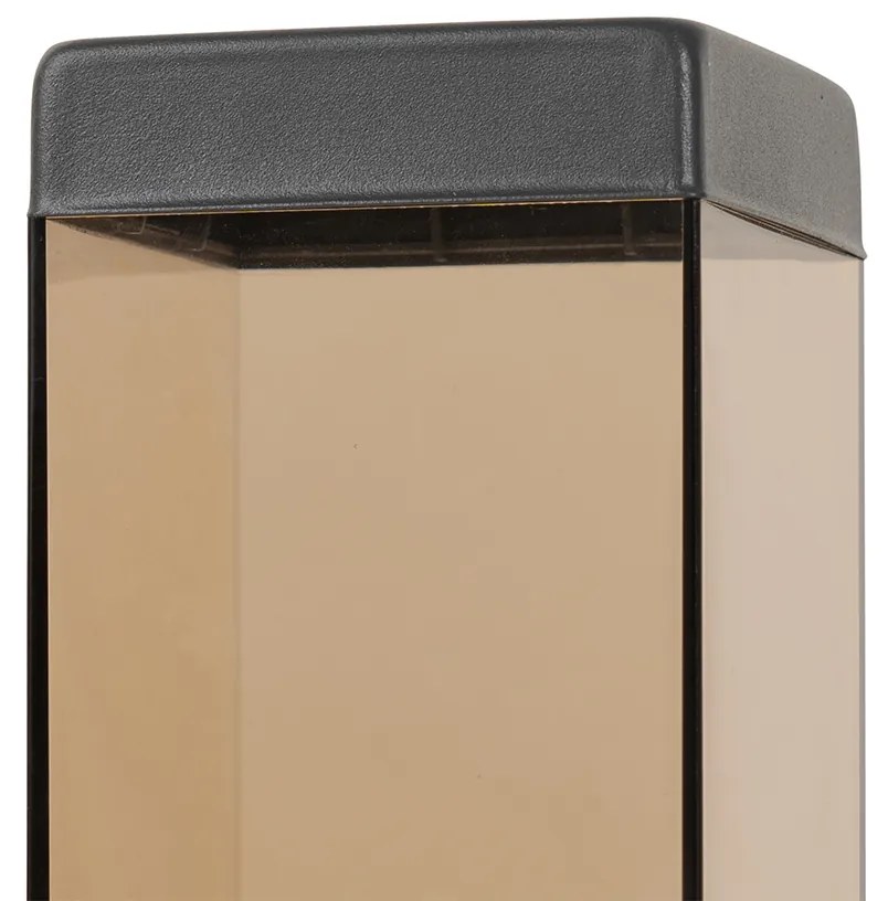 Poste de iluminação exterior moderno cinza escuro com fumaça 45 cm - Malios