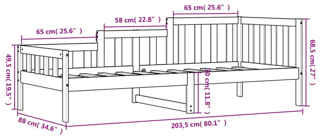 Sofá-cama 80x200 cm madeira de pinho maciça branco