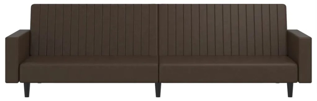 Sofá-cama de 2 lugares couro artificial castanho