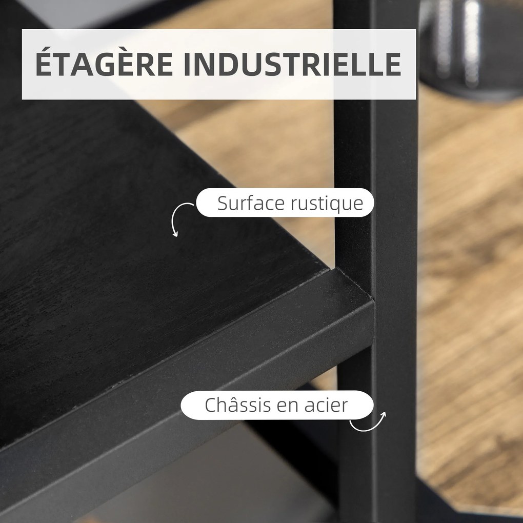 Estante de arrumação com 7 prateleiras, estrutura em aço, estilo industrial, 83 x 34 x 180 cm, preta
