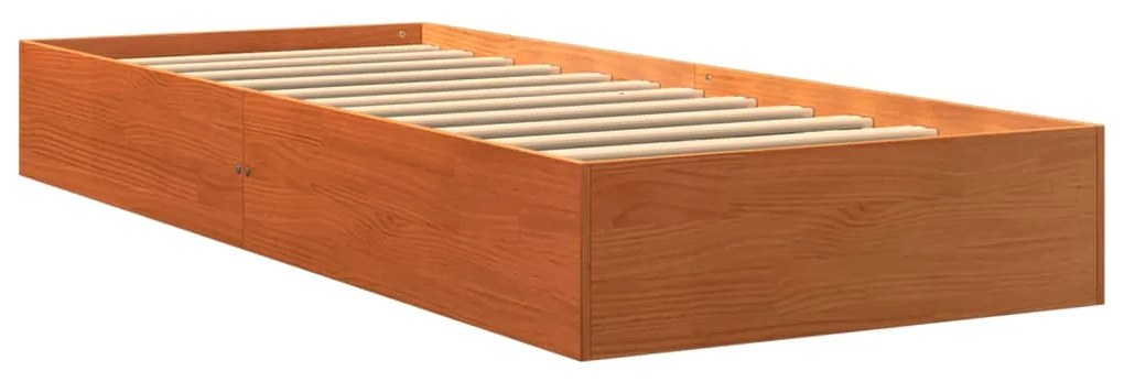 Cama sem colchão 100x200 cm pinho maciço castanho-mel