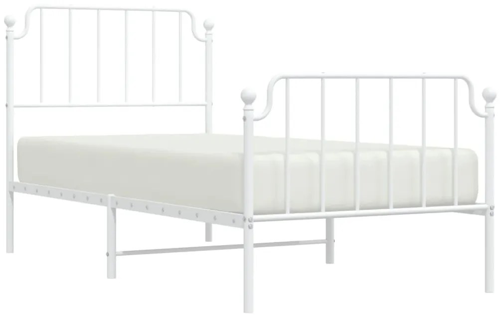 Estrutura de cama com cabeceira e pés 90x190 cm metal branco